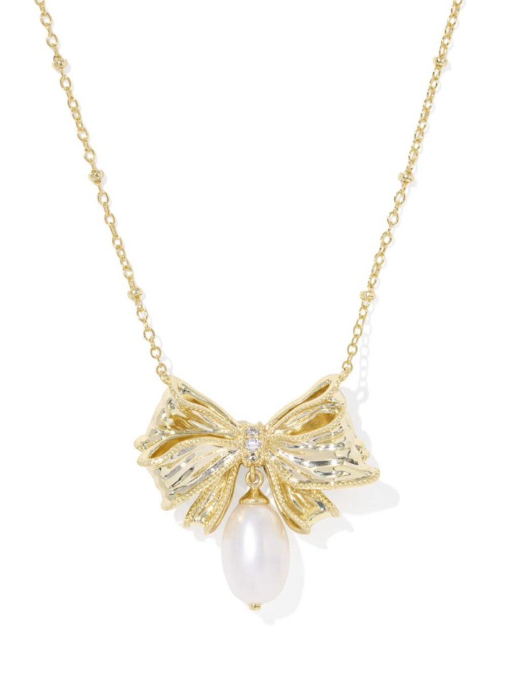 Kendra Scott x LoveShackFancy Pearl Bow Gold Necklace